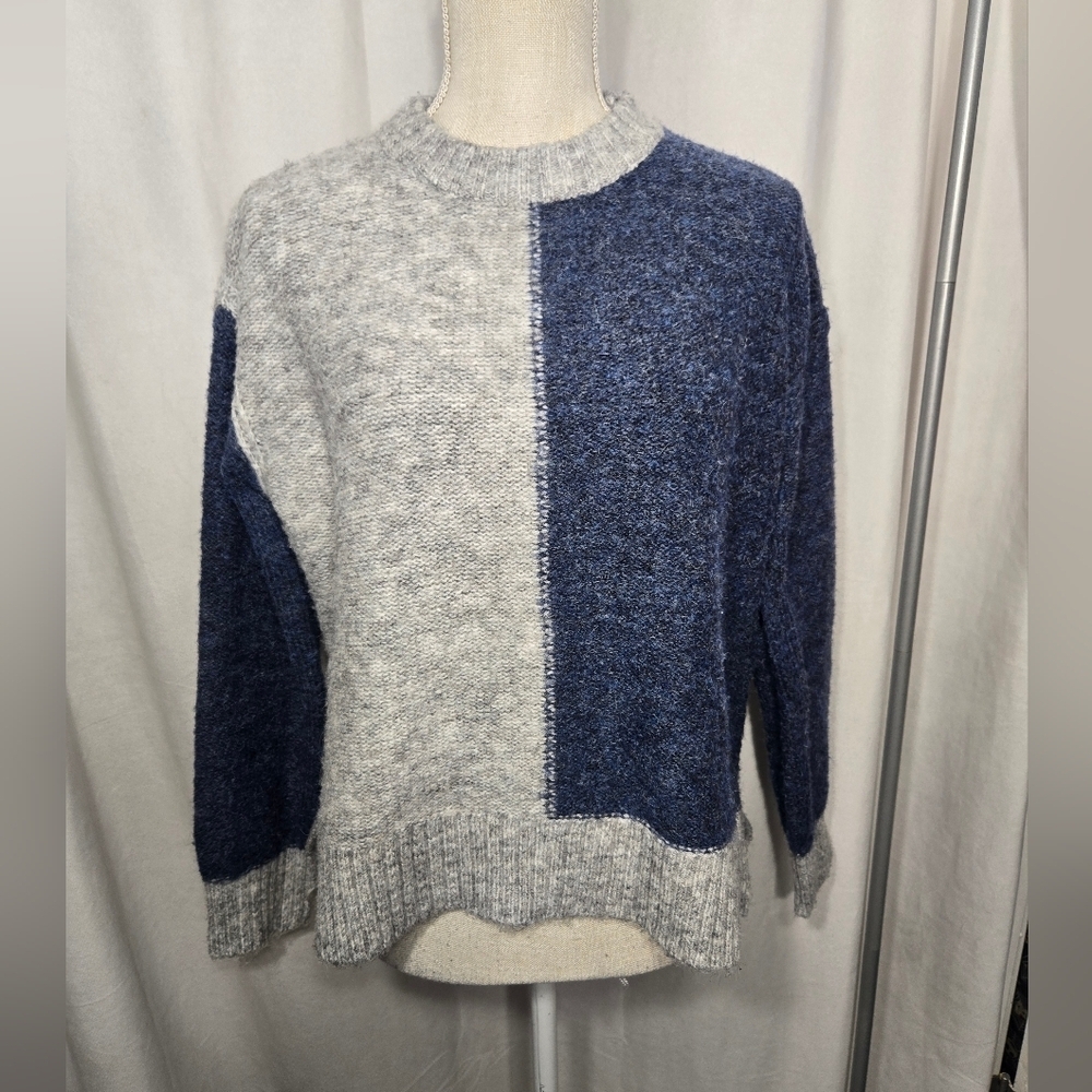 Pinch Colorblock Gray And Blue Sweater Crewneck Acrylic Sz Small